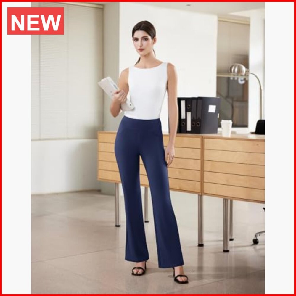 Stretchy Polyester Spandex Work Pants Pull On Fla… - image 6